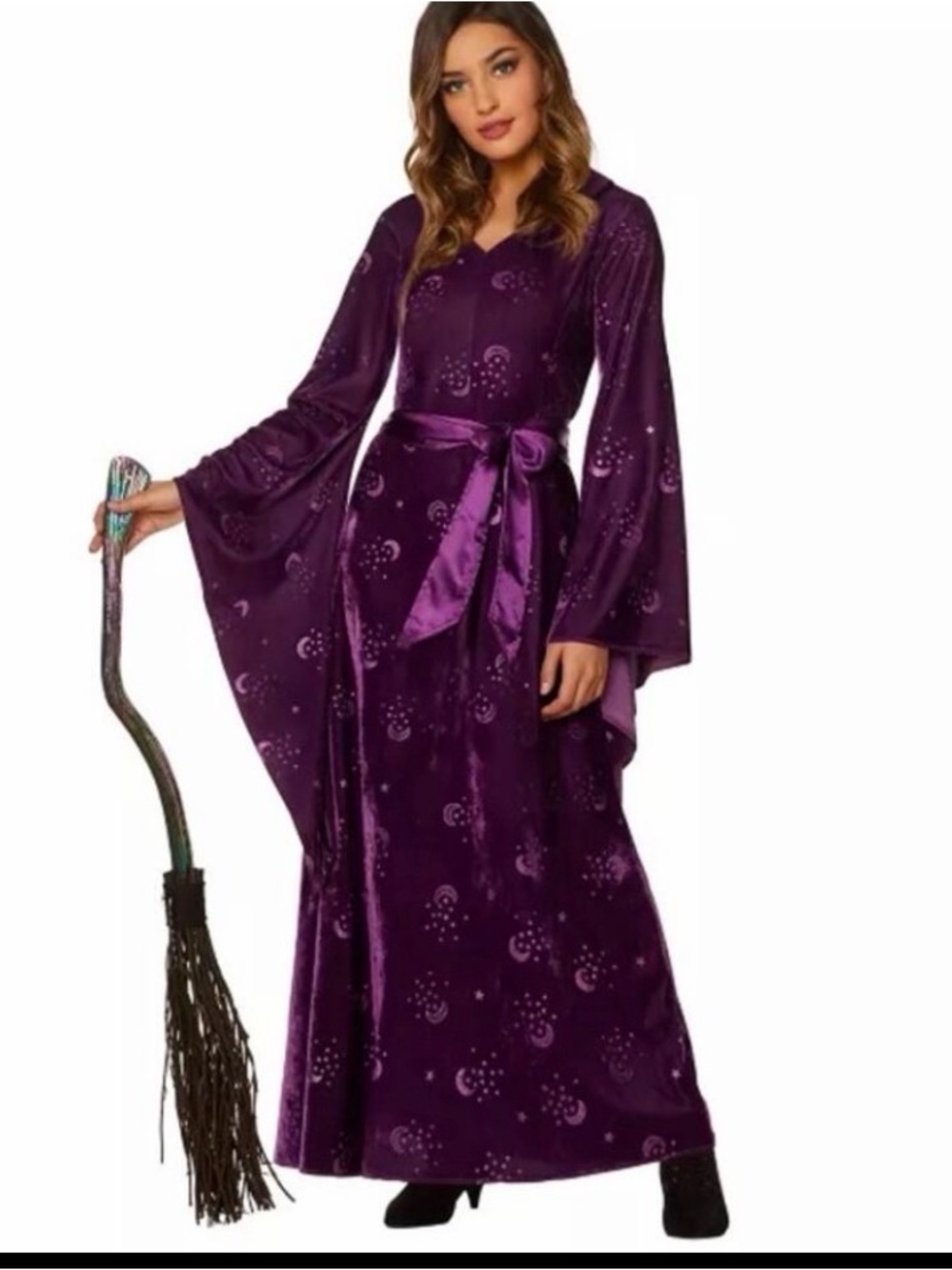 Spirit Halloween Purple Satin-celestial cape/ Midi Dress Witch Wizard costume L